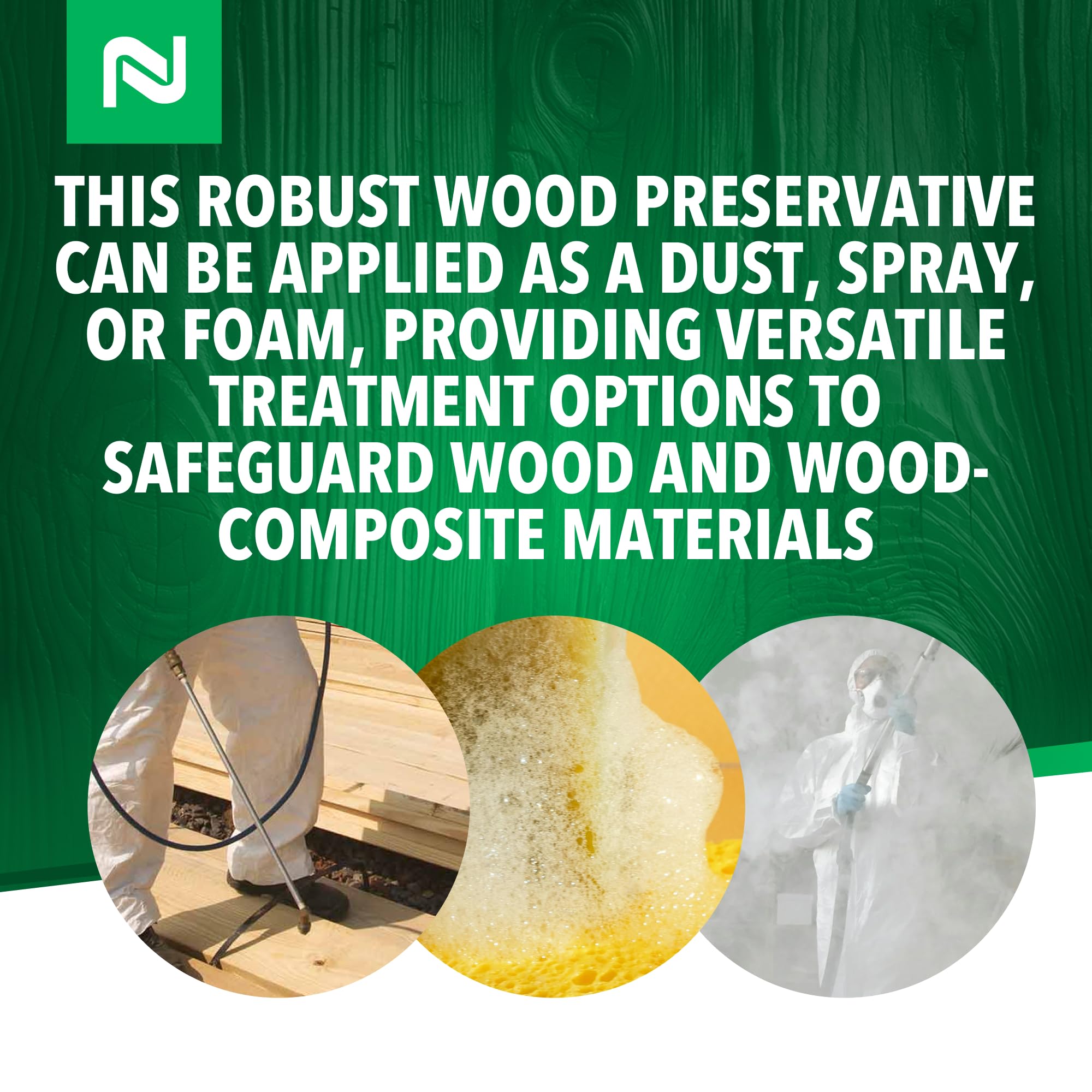 Nisus Tim-BOR wood protection for new construction without discoloration.