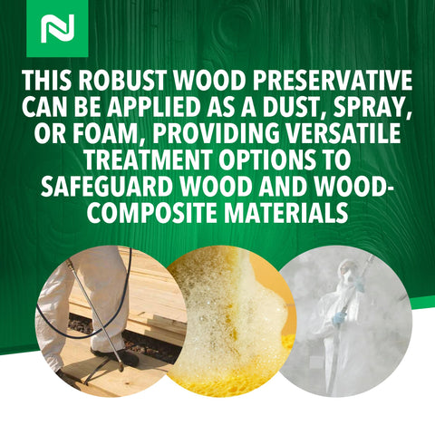 Nisus Tim-BOR wood protection for new construction without discoloration.