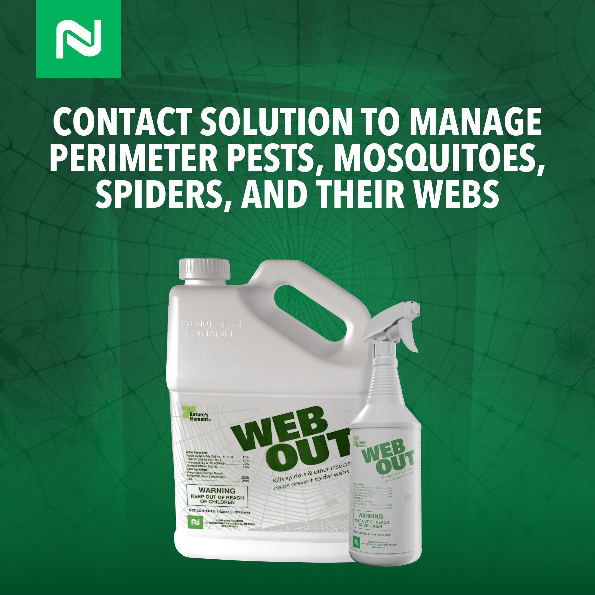 Nisus Web Out Cobweb Eliminator biodegradable-formula; essential oil blend.