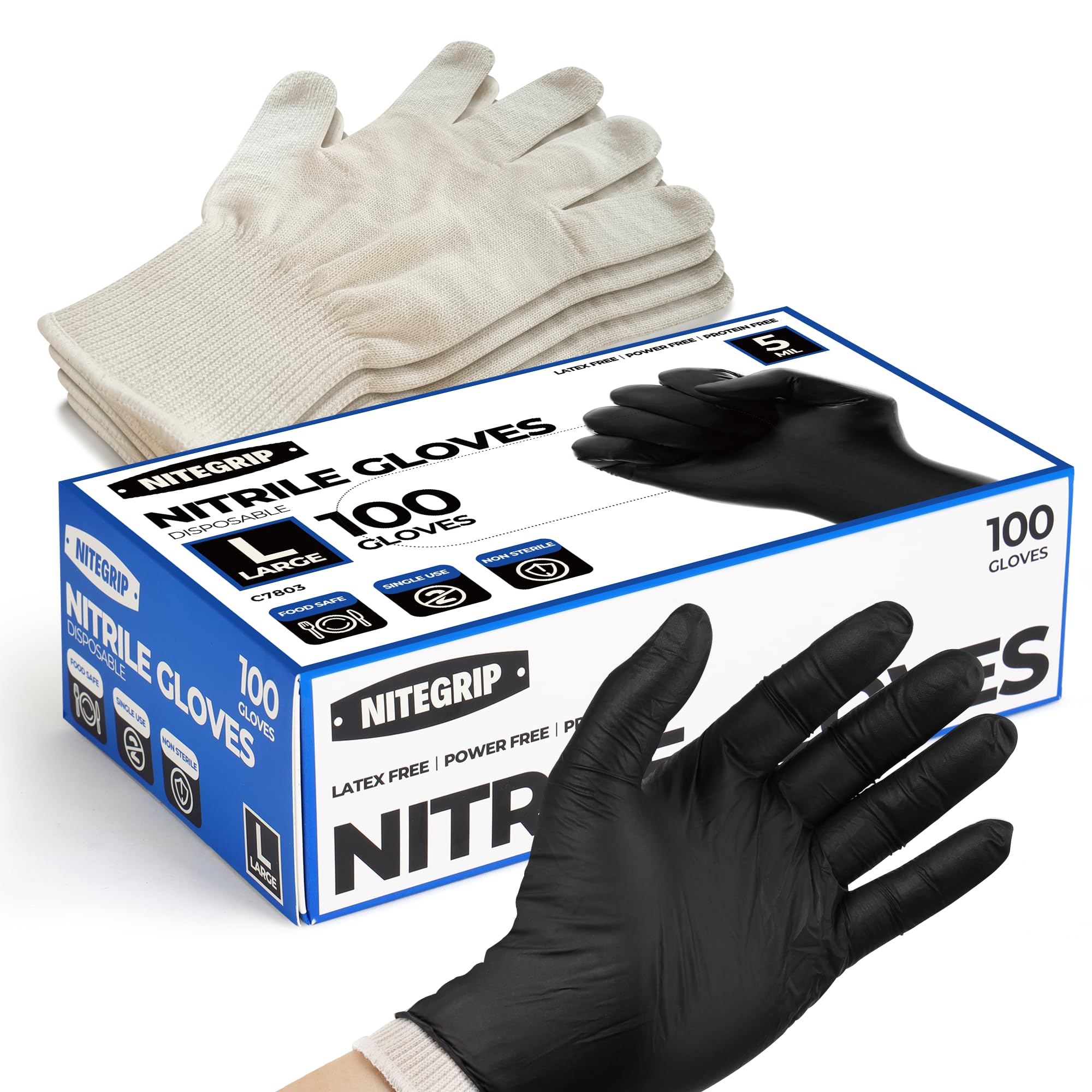 Nite Grip disposable gloves with textured nitrile grip for secure meat handling during grilling