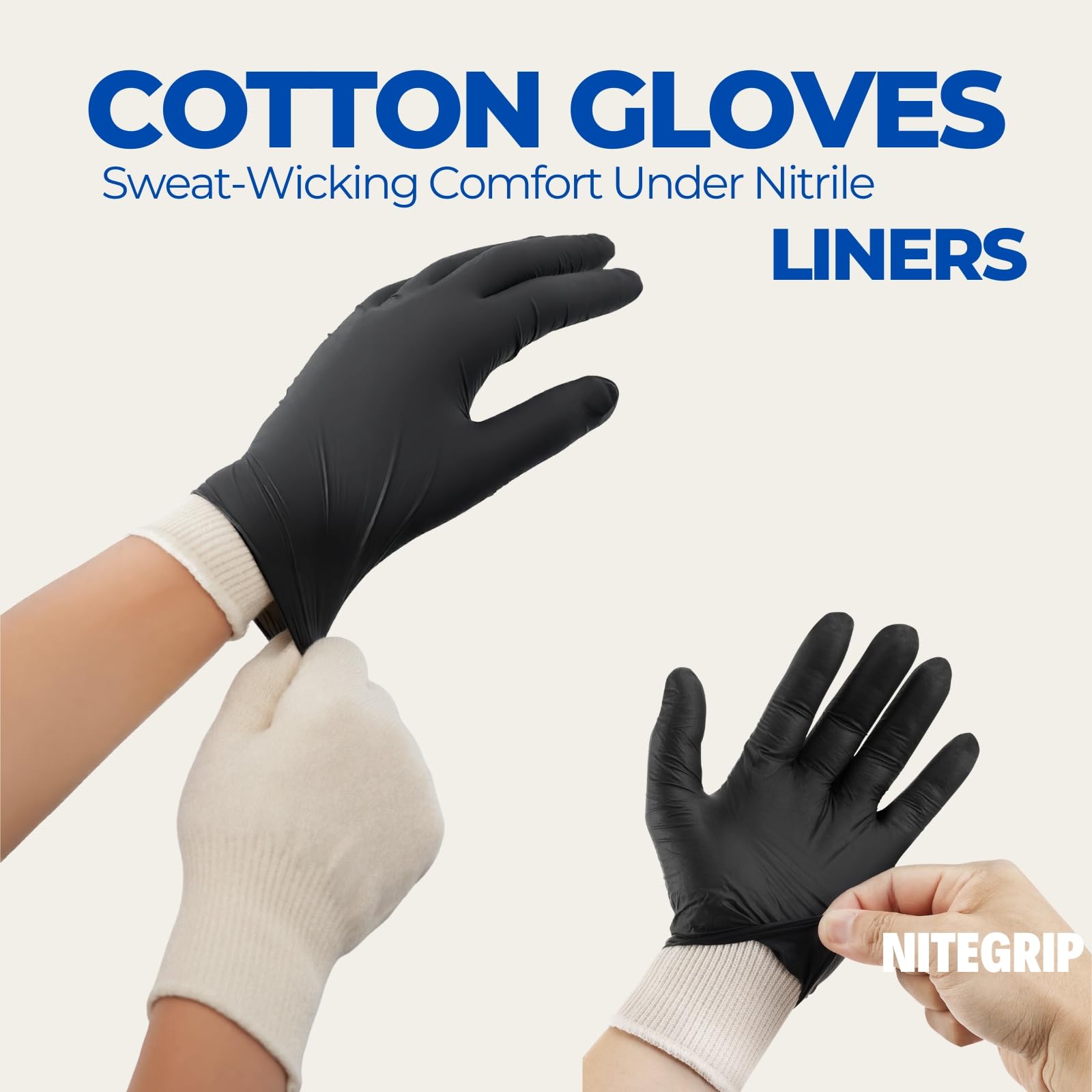 Nite Grip cotton liners for comfortable insulation during long cooks and easy washing