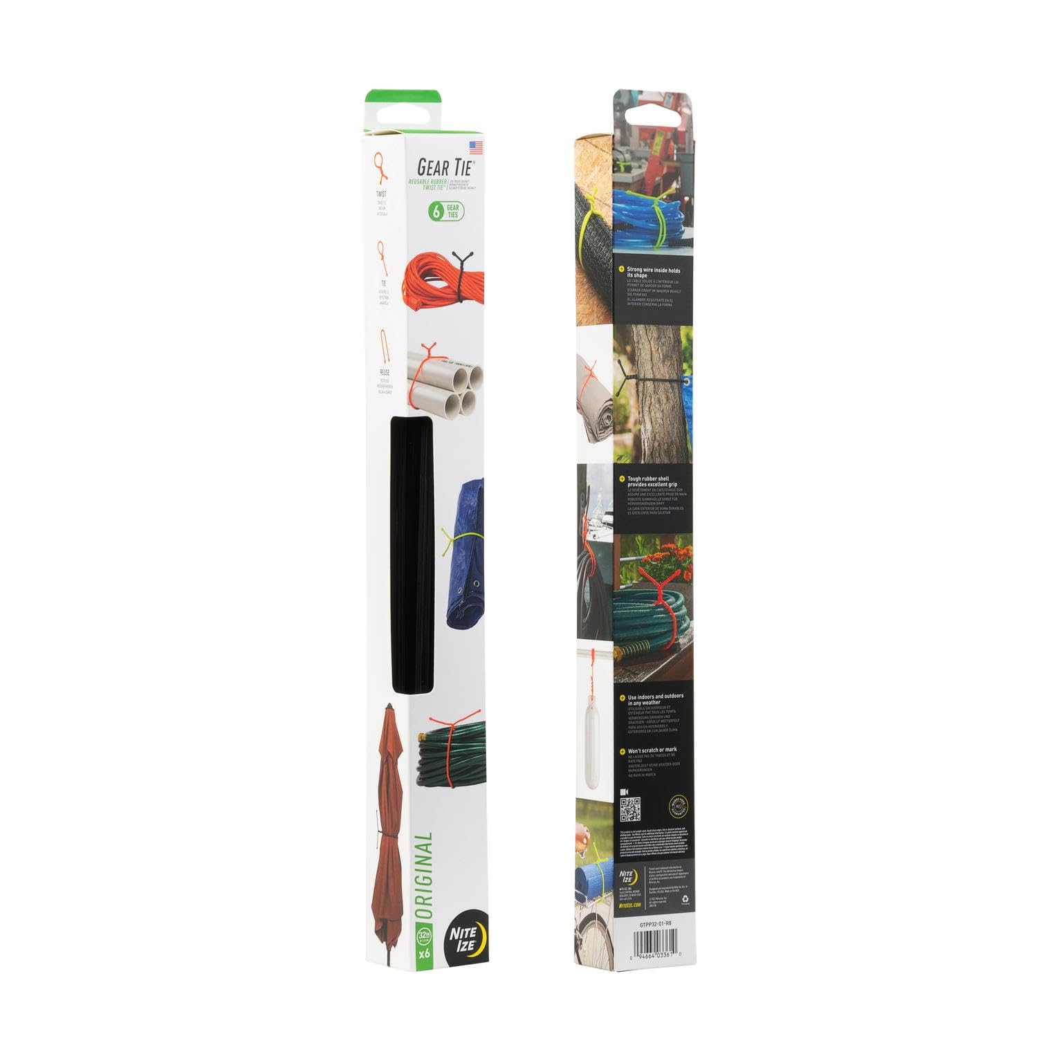 Nite Ize Gear Tie 32-inch black pack supports long, reusable cable organization tasks.