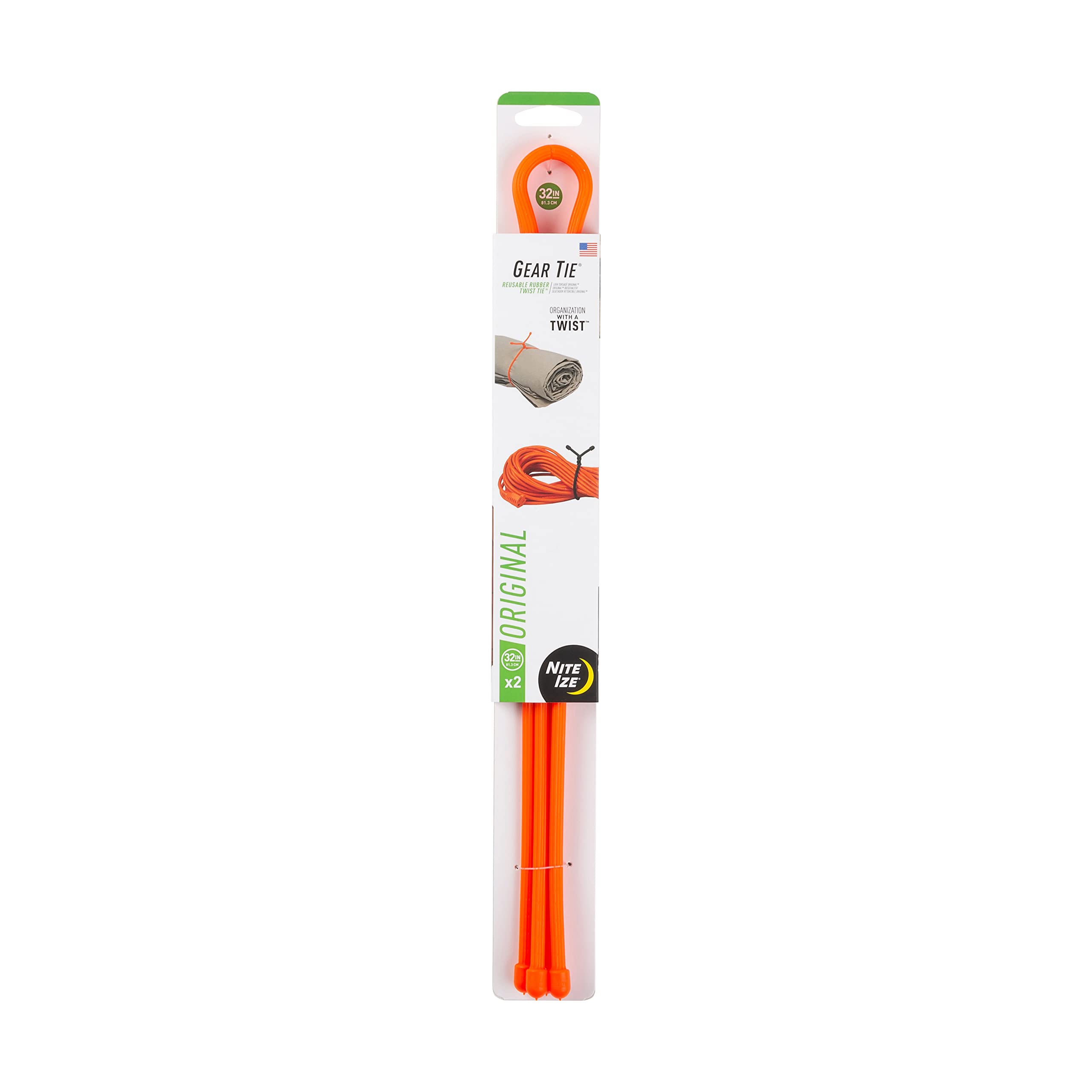 Nite Ize Gear Tie 32-inch orange wrap around cords for tidy storage.