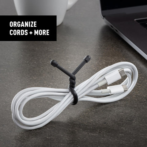 Nite Ize Gear Tie wrapped cables show its rubber exterior grip.