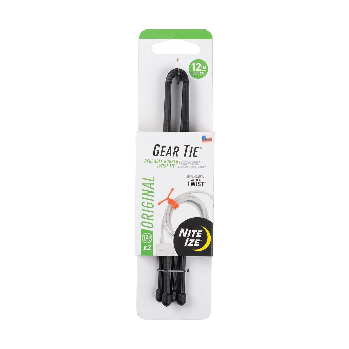 Nite Ize GT12-01-2R3 twist tie 12-inch black reusable cable organizer