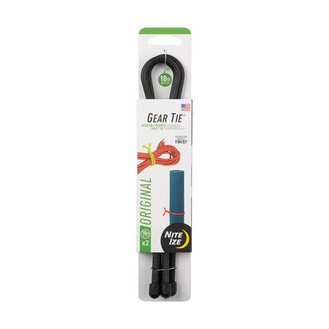 Nite Ize GT18-01-2R3 twist tie 18-inch black USA-made ideal for cable organization.