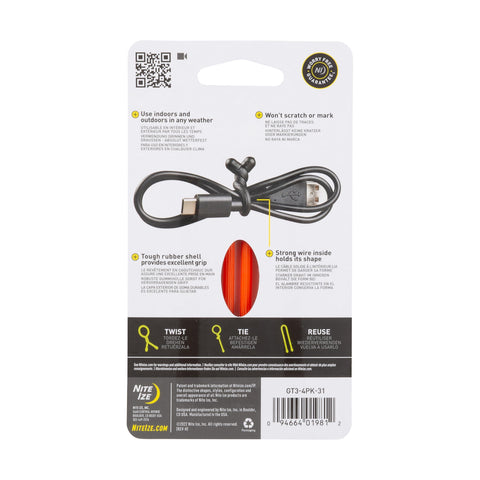 Nite Ize GT3 4-pack quick-release gear ties simplify organization