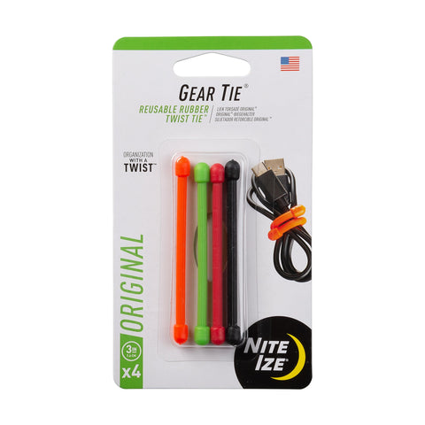 Nite Ize GT3-4PK gear tie wraps cords with a flexible grip and reusable design