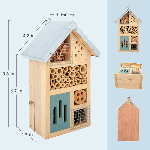 Niteangel insect hotel garden scene demonstrates compact habitat for beneficial insects