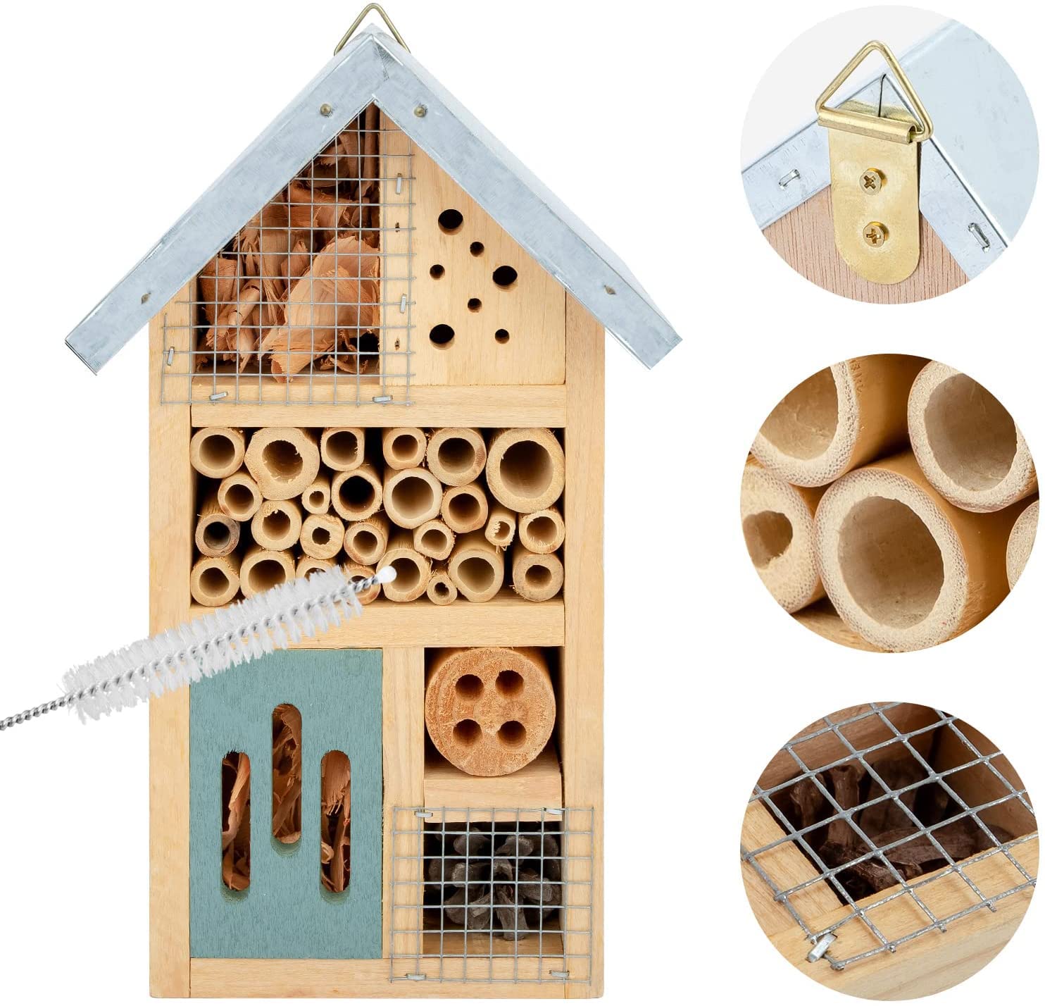 Niteangel insect hotel material closeup highlights natural wood and bamboo for pest control