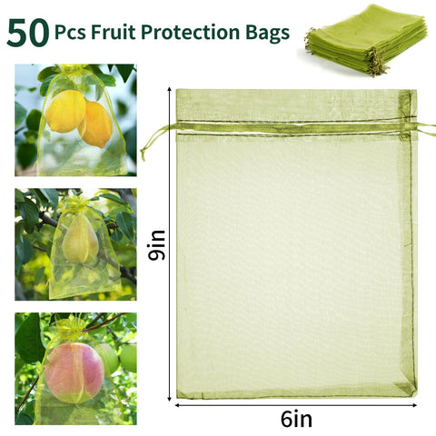 NIUBIER drawstring closure mesh bag for quick, secure fruit protection