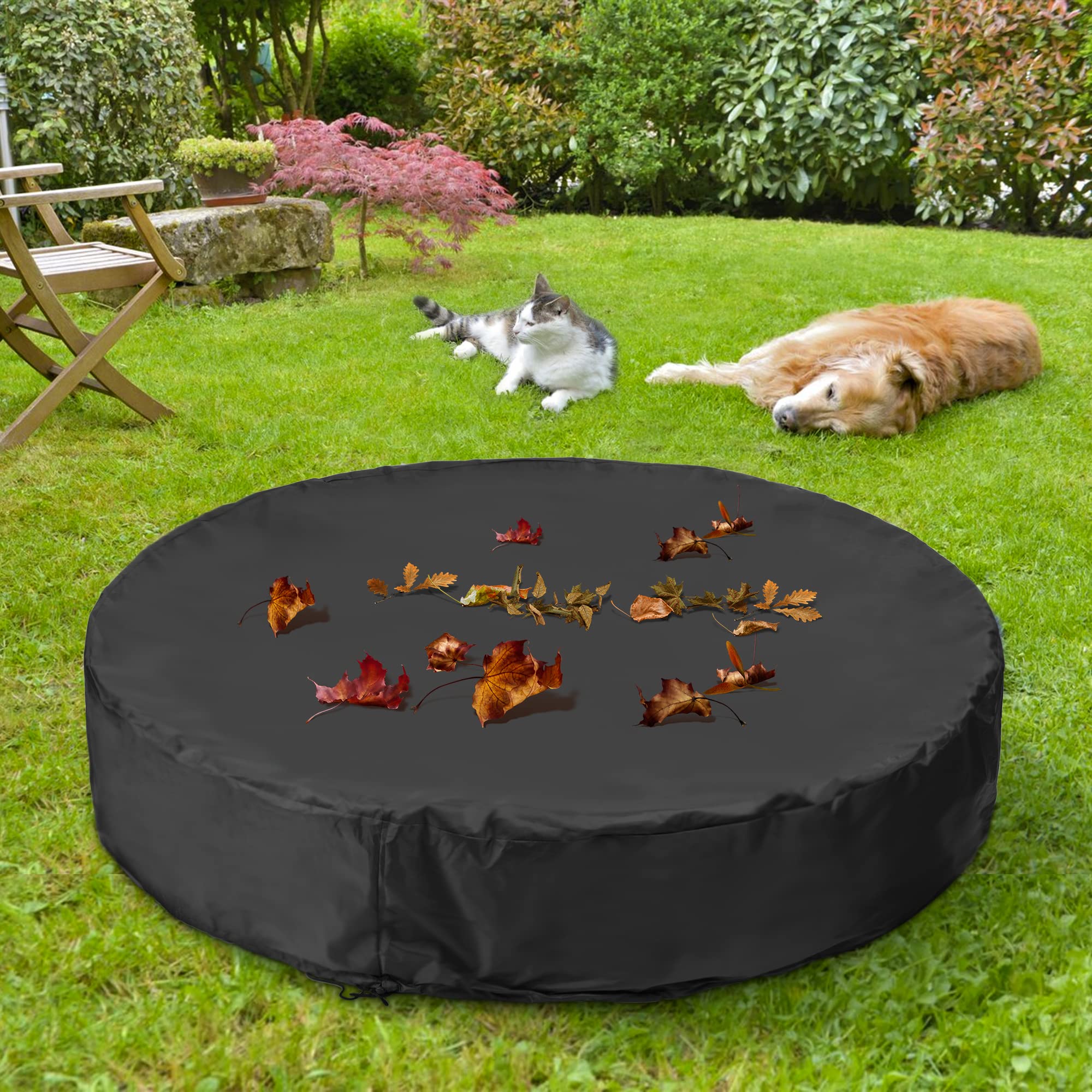 Niubya round dog pool cover suitable for all-season outdoor use.