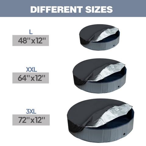 Niubya round dog pool cover showing the drawstring lock for a secure fit.