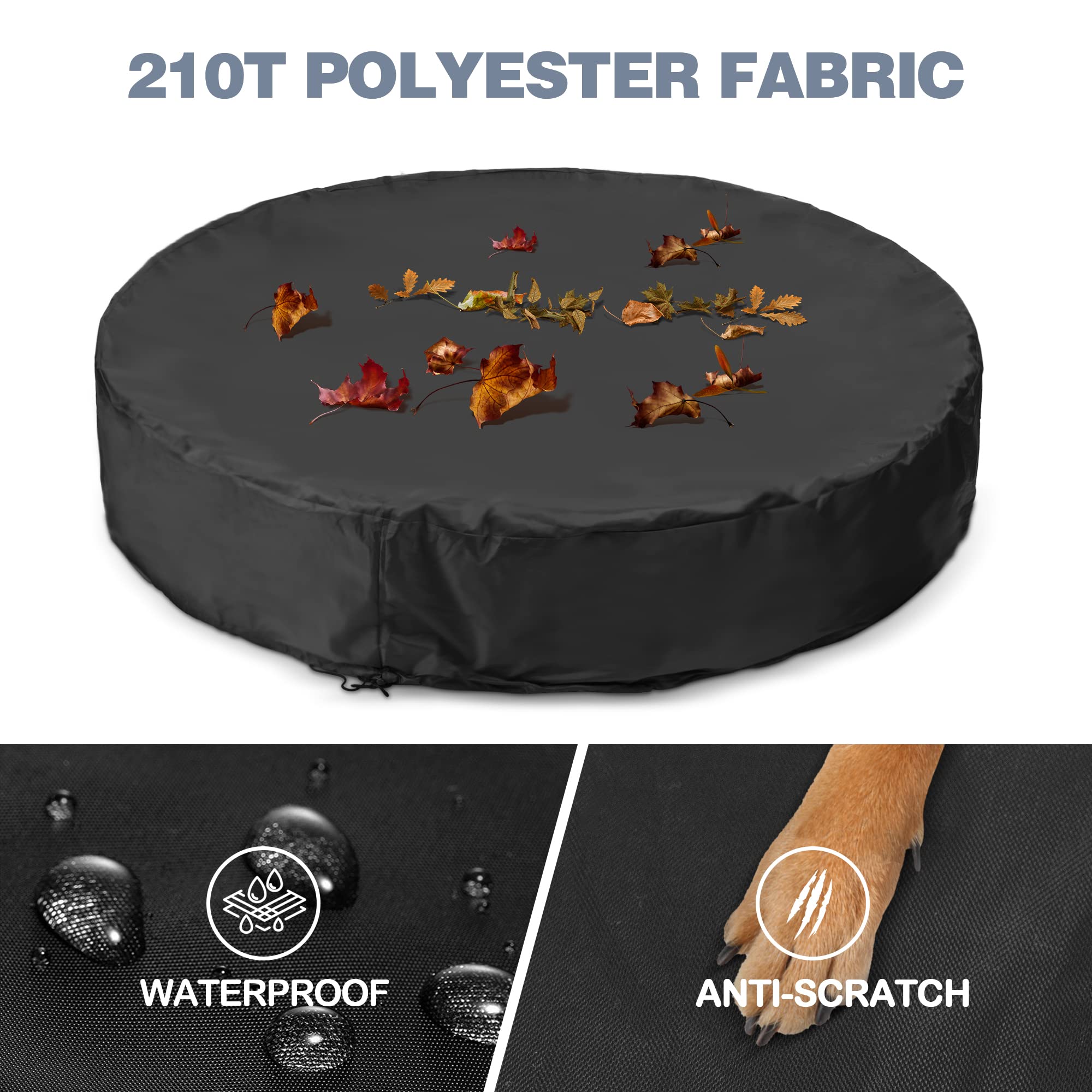 Niubya round dog pool cover demonstrating dustproof protection against debris.