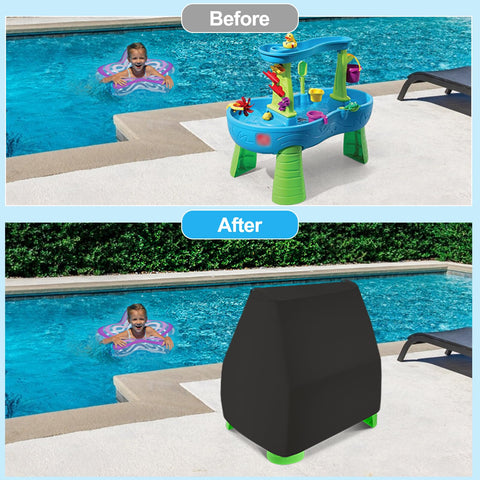 Bottom drawstring creates a snug fit for varying table sizes.