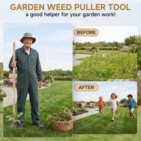 Niulight ergonomic garden tool reduces strain during weeding tasks.