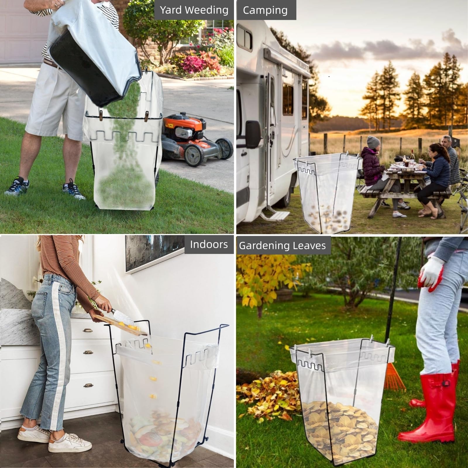 Niurui multi-use bag holder used for leaves and yard waste outdoors
