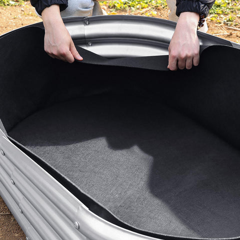 Niuyhe 2mm fabric grow bed bag inside a metal raised bed for durability