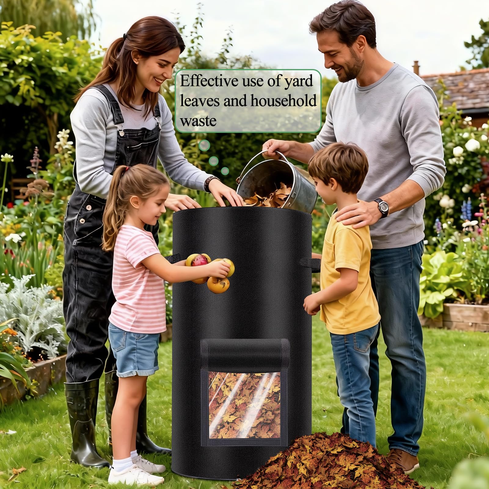 Niuyhe 34-gallon capacity ideal for kitchen scraps and yard waste.