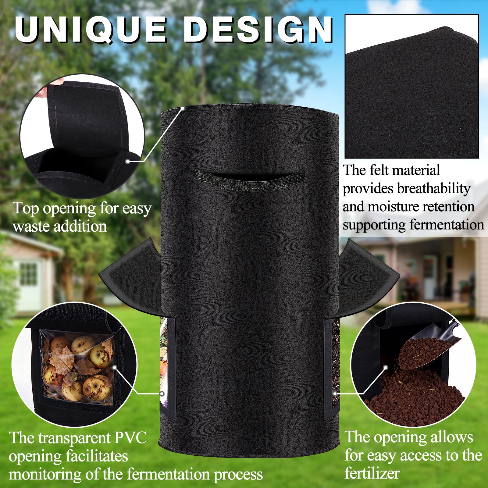 Niuyhe bins reinforced handles simplify transport and emptying.