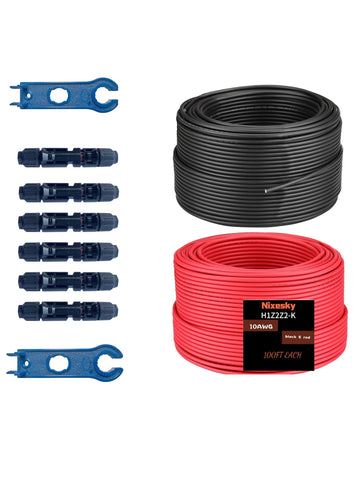 Nixesky solar cable in black 10 AWG for outdoor installations.
