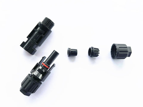 Nixesky solar connector pins closeup with tin-plated copper for durable contact.