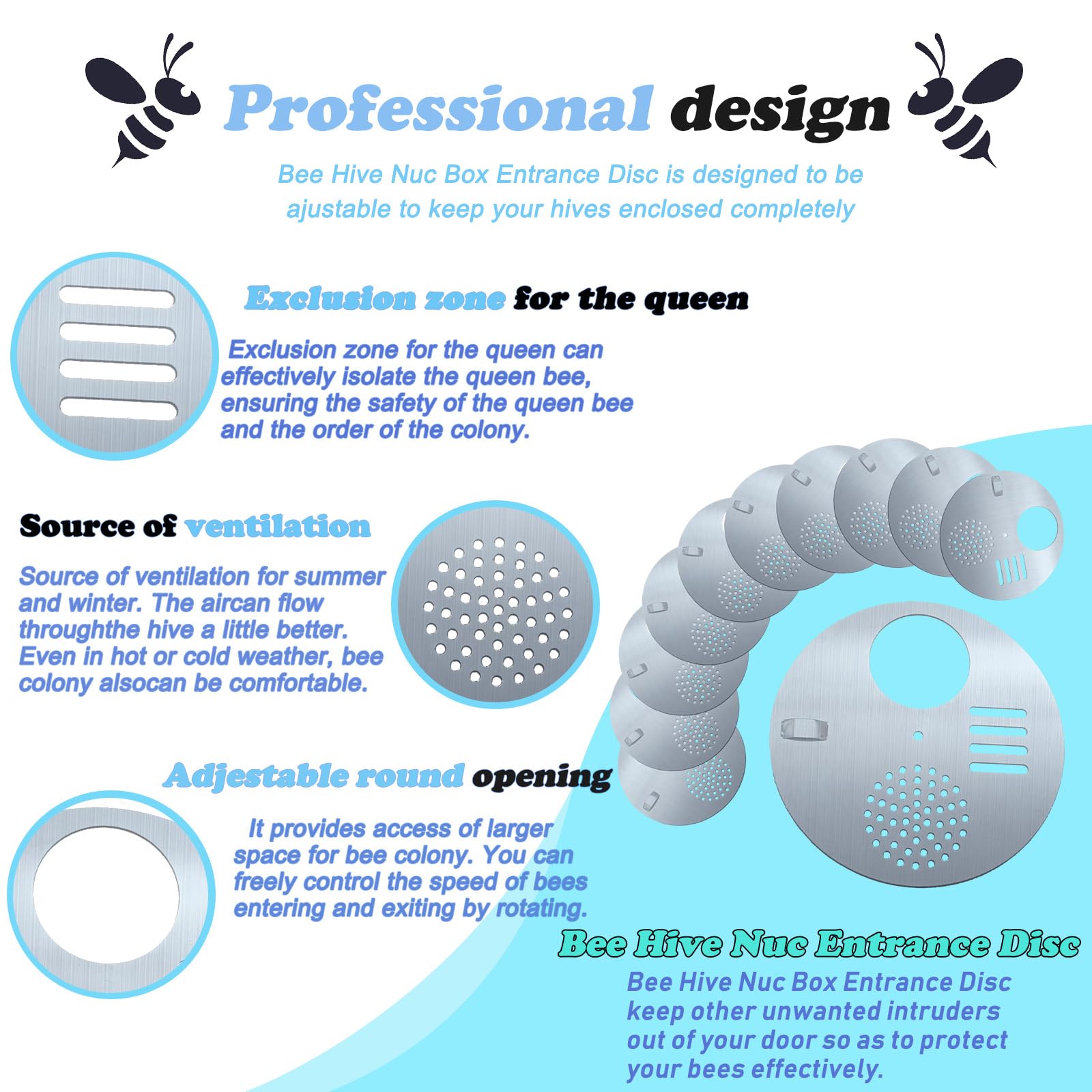 NIZEFEI entrance disc compatible with multiple hive types for versatility
