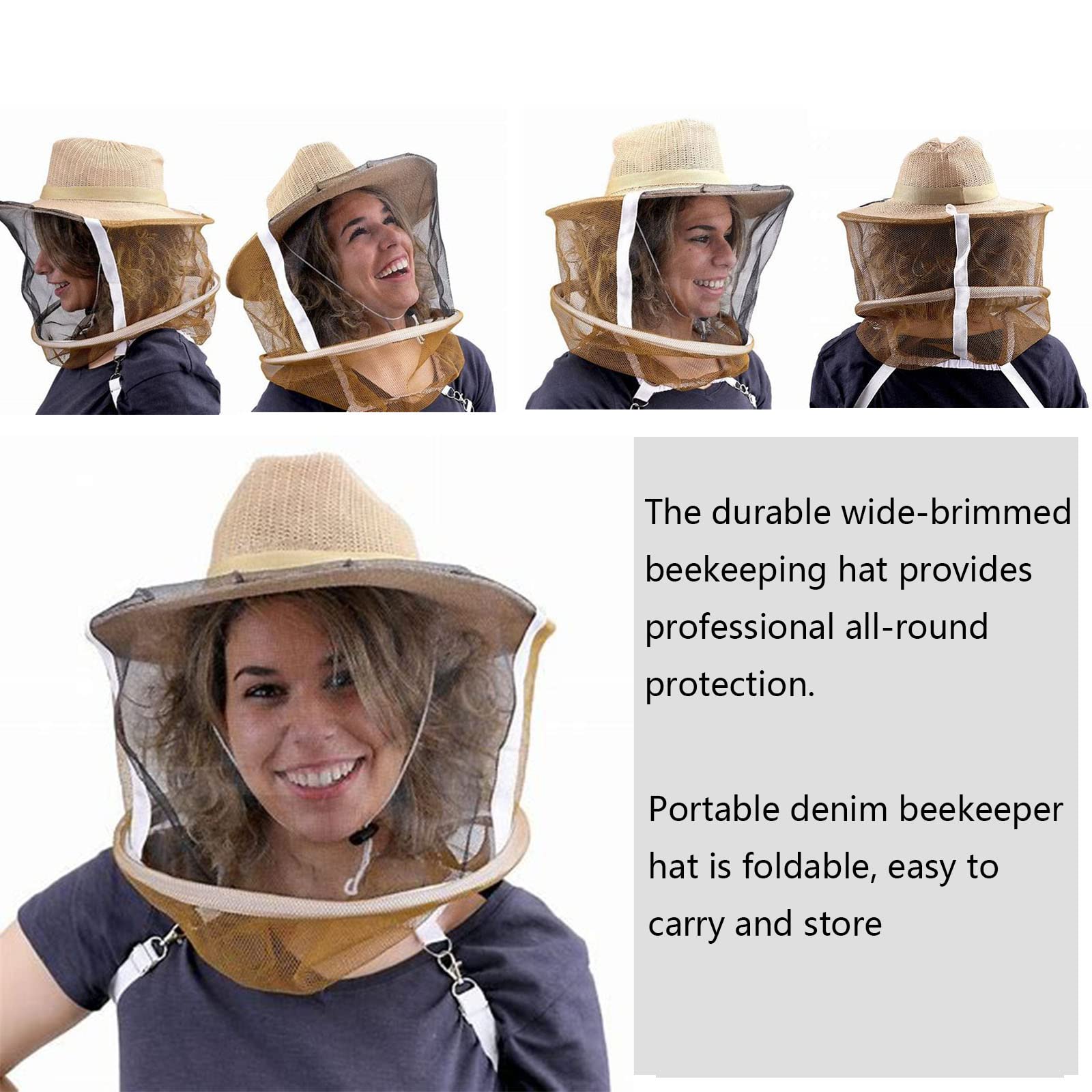 NIZEFEI beekeeping hat with fixed cord stays secure.