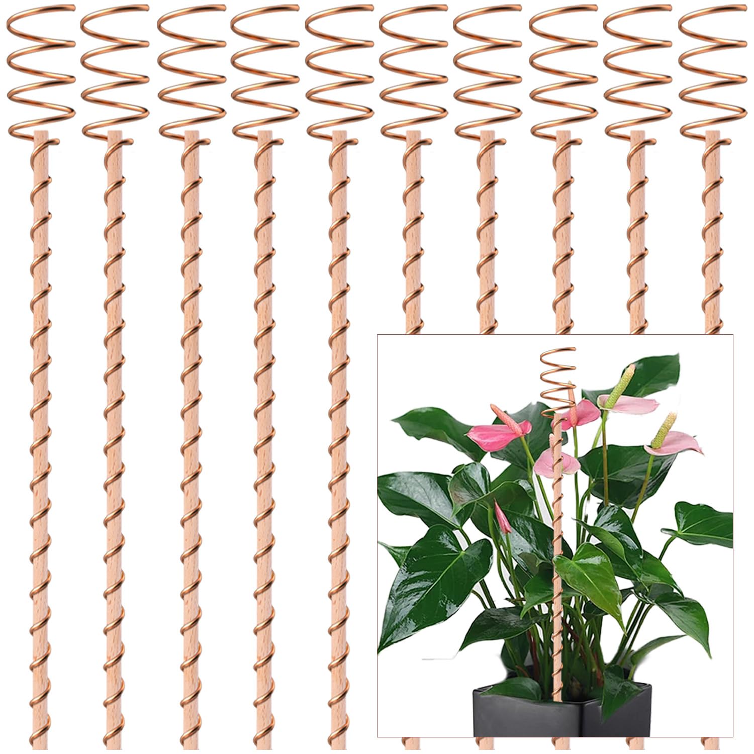 NizHome 10-pack electroculture stakes, 12-inch, ready for in-soil installation to support thriving plants.