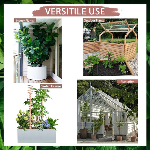 NizHome electroculture antenna set positioned in pots and beds for easy setup.