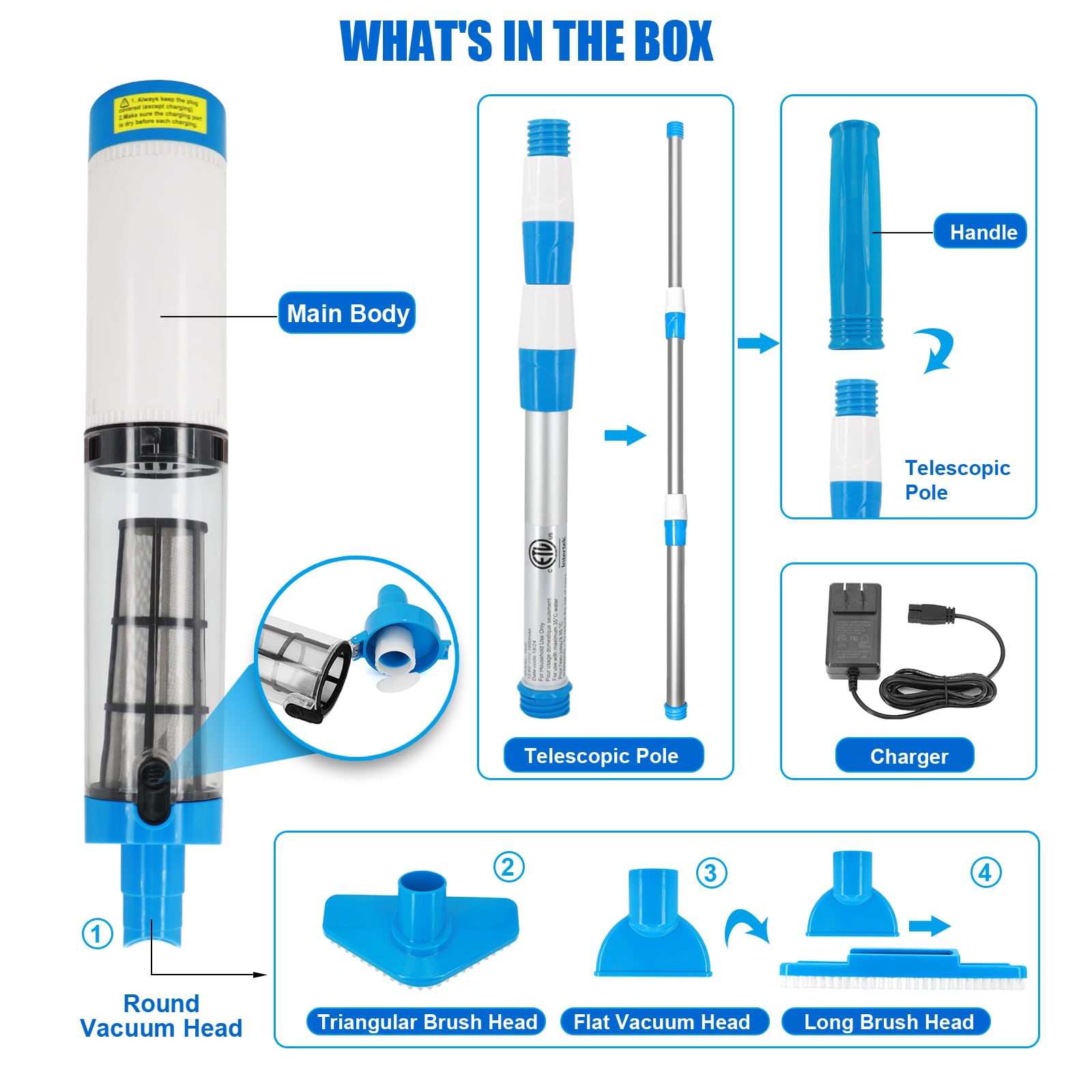 Nlapldy cleaning kit includes pole and multiple heads for versatility
