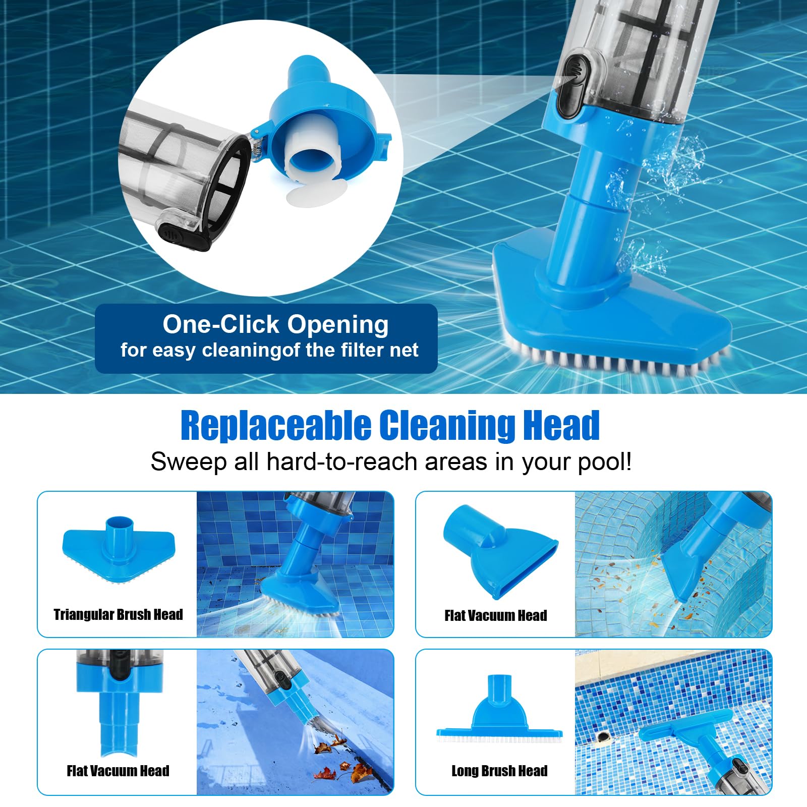 Nlapldy lightweight pool vacuum is easy to maneuver around pool edges