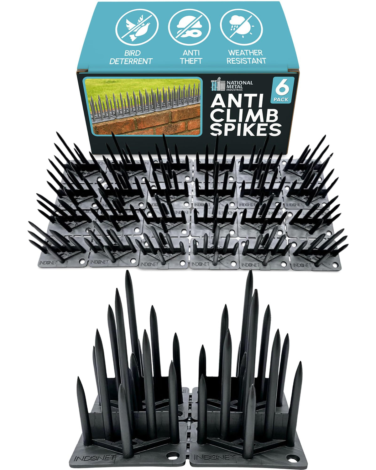 NMI Fence bird deterrent spikes on a fence offer durable protection.