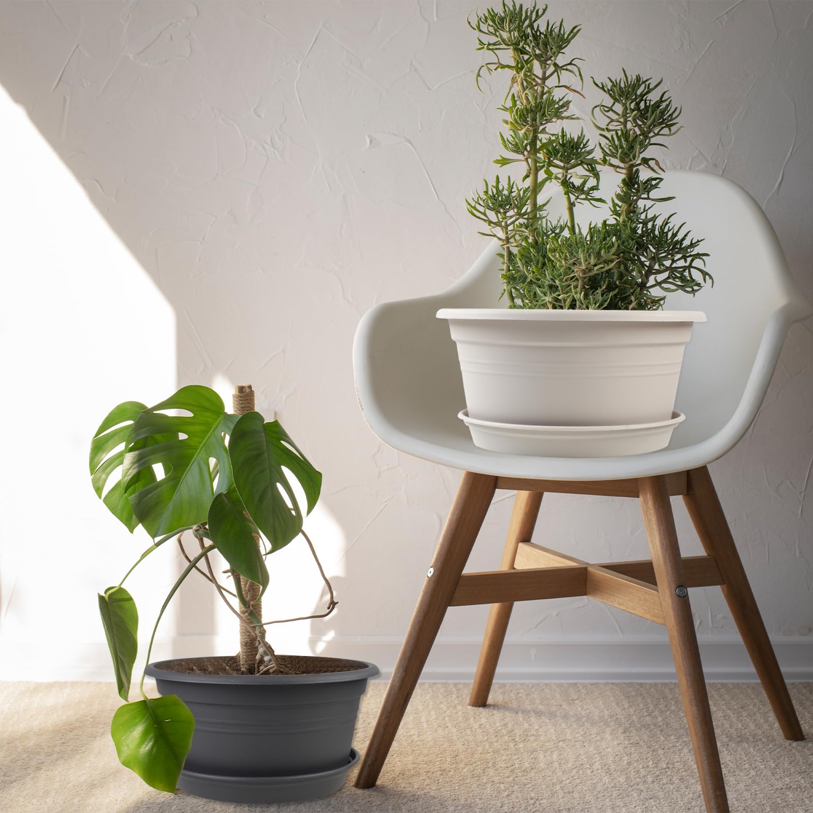 NNARRE modern gray-white plant pots 10-inch complementing various decor styles