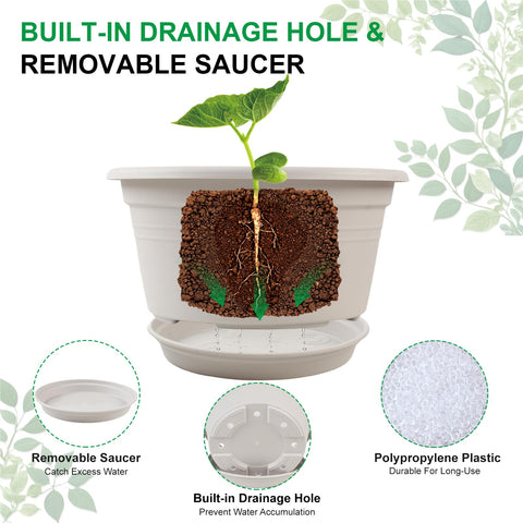 NNARRE durable polyethylene plant pots 10-inch for year-round use