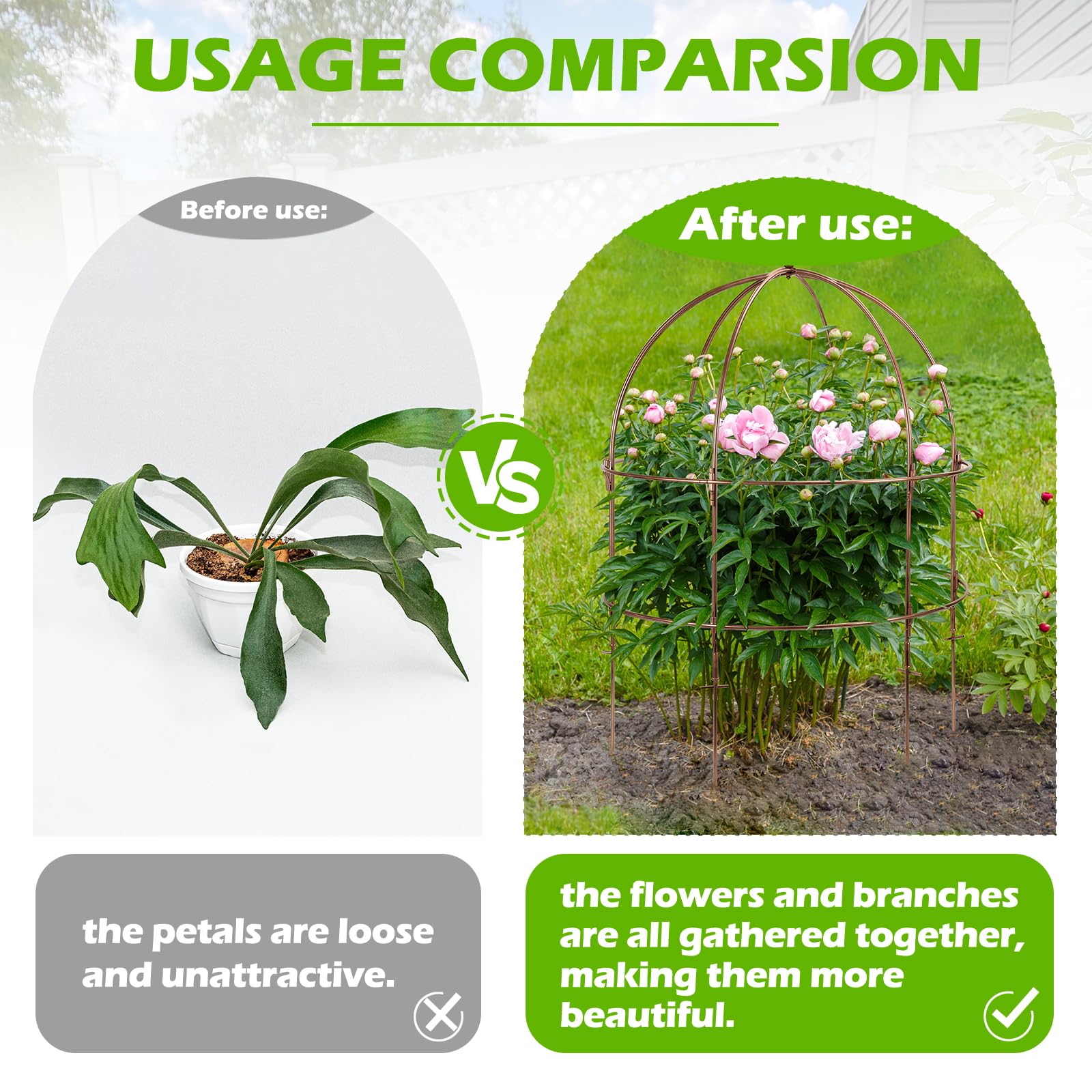 NNG 26-inch height supports tall perennials and climbing varieties.