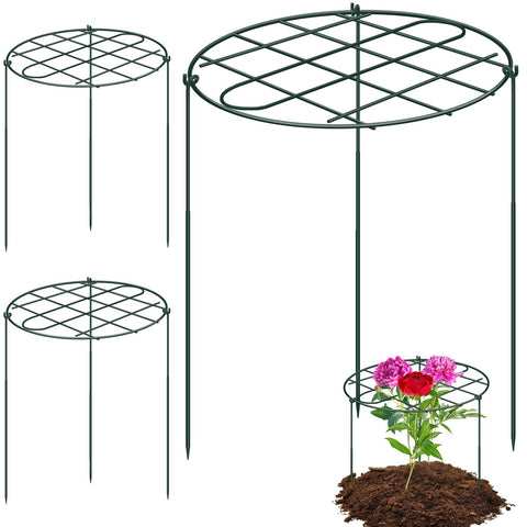 NNG 3-pack peony cages with grid-top provide strong support for tall blooms.
