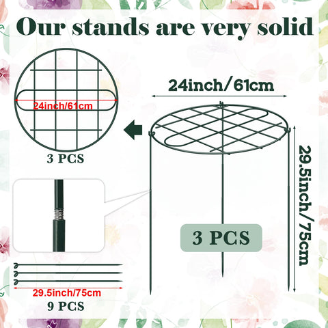 NNG peony cages legs assemble around the grid-top for secure in-ground support.