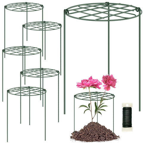 NNG 6-pack peony cages with grid-top provide sturdy support for tall flowering plants