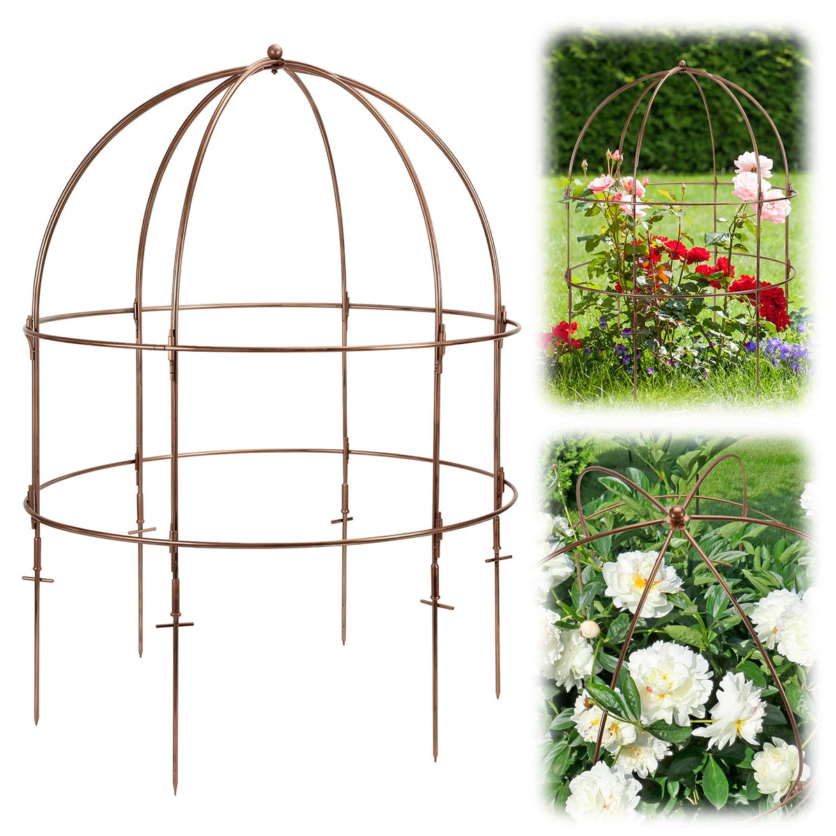 NNG bird cage plant support with round iron wires for sturdy garden structure.
