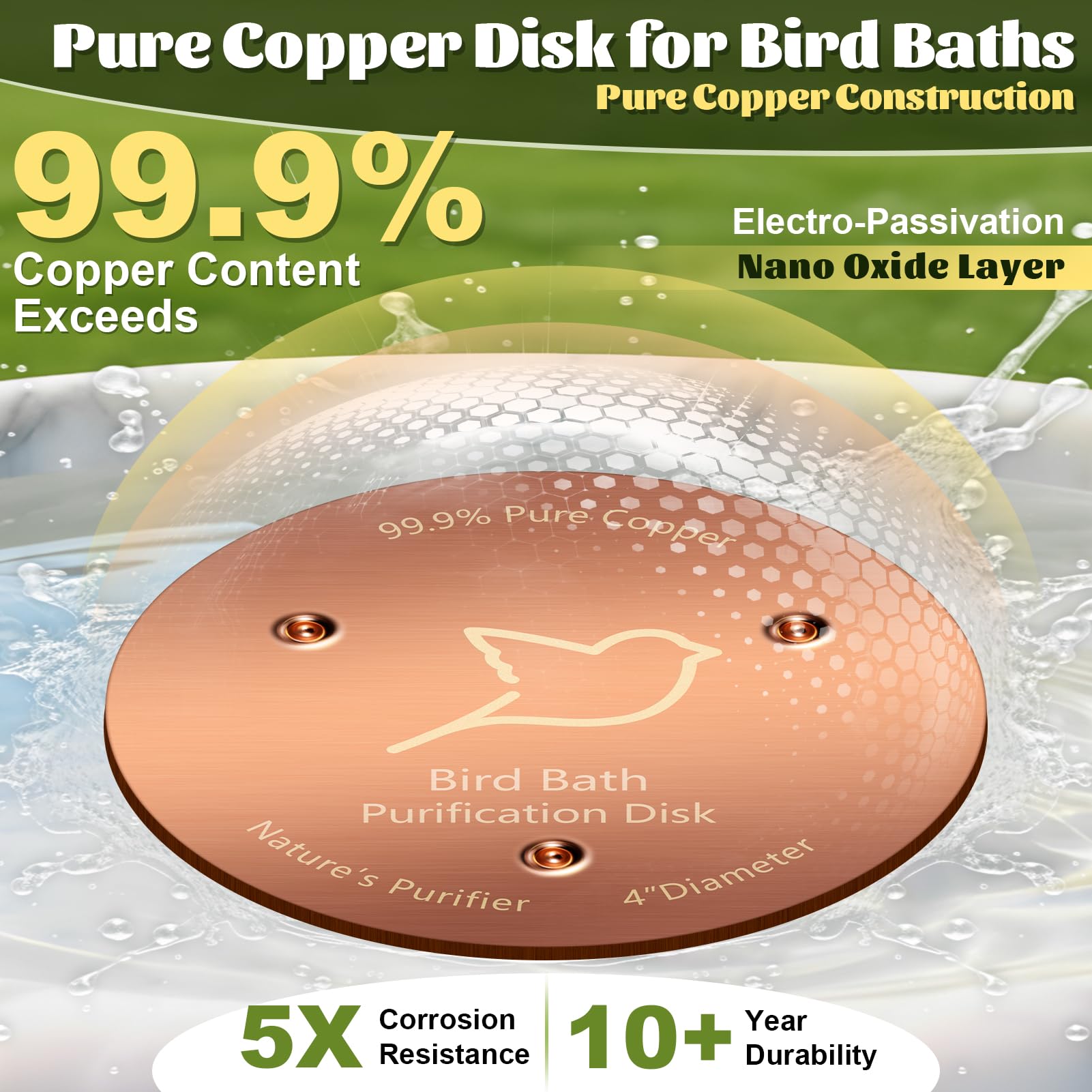 NNG passivated copper disk resists weather and corrosion.