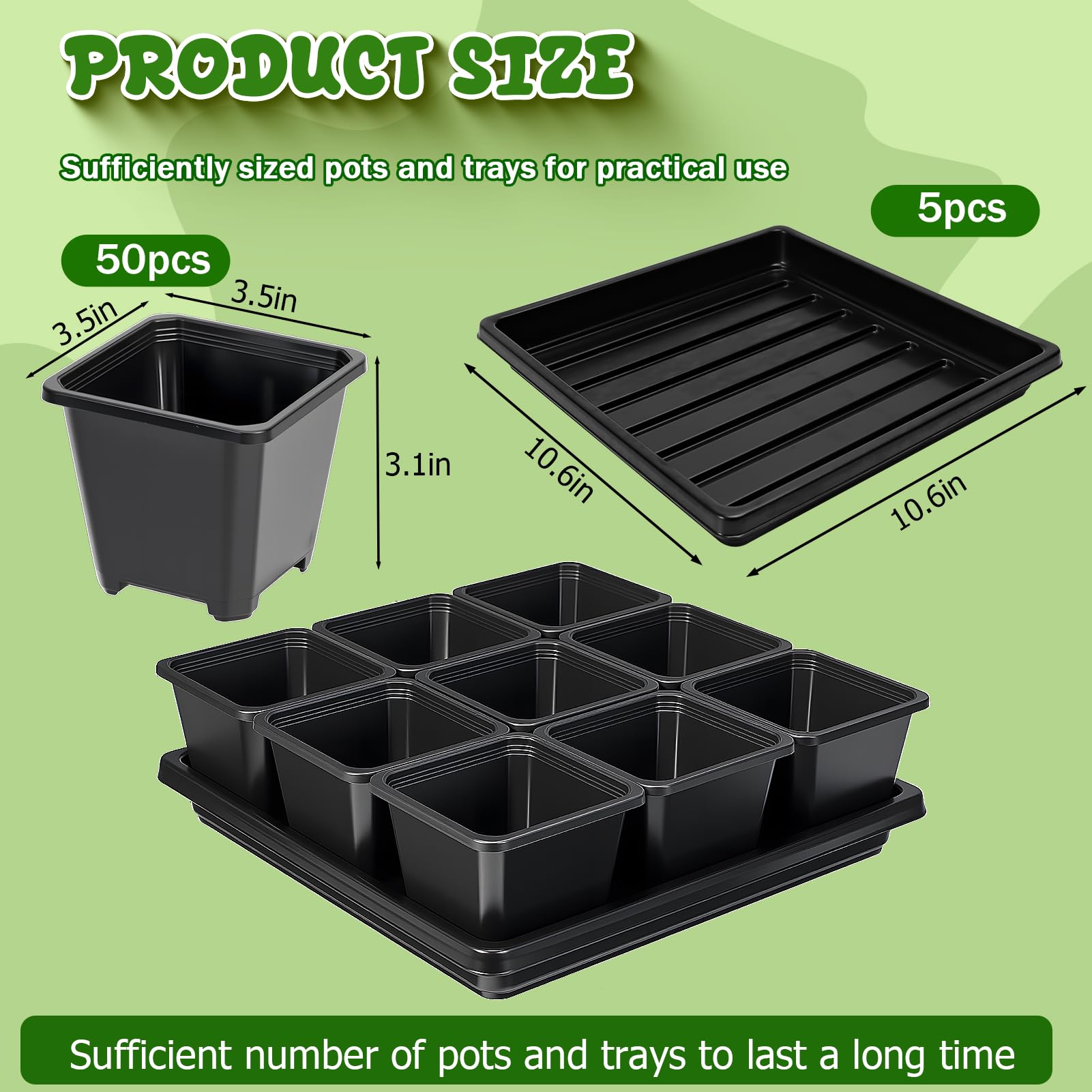 NNG seed starting trays in black, ideal for indoor germination.