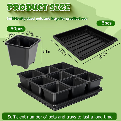 NNG seed starting trays in black, ideal for indoor germination.