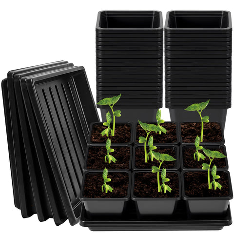 NNG square nursery pots 3.5in black with drainage for seedlings.