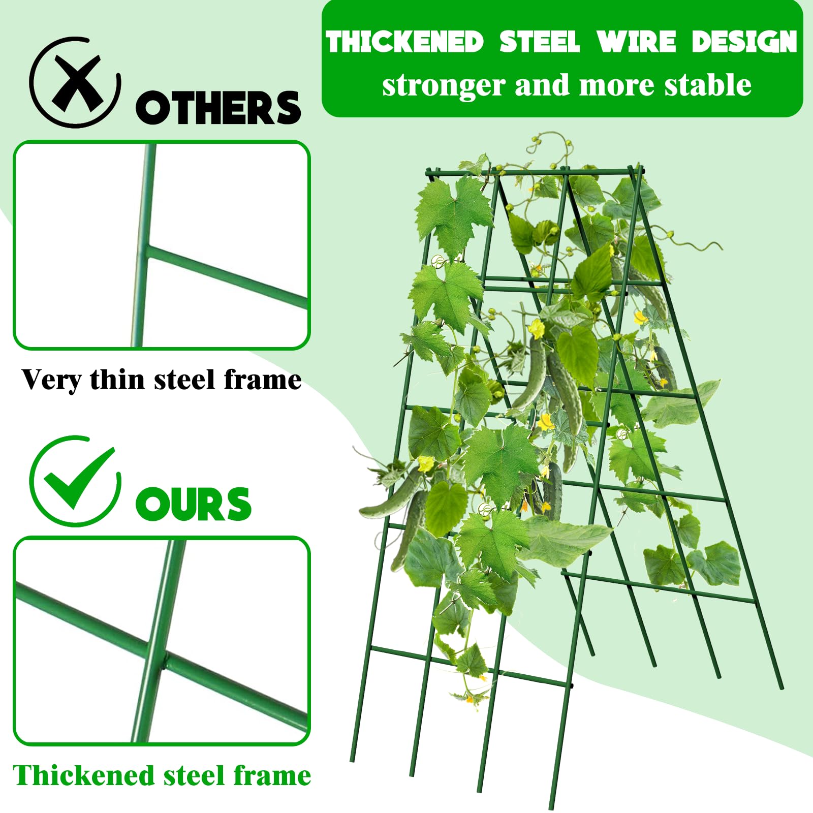No Assembly Required Cucumber Trellis durable frame ensures long lasting garden support