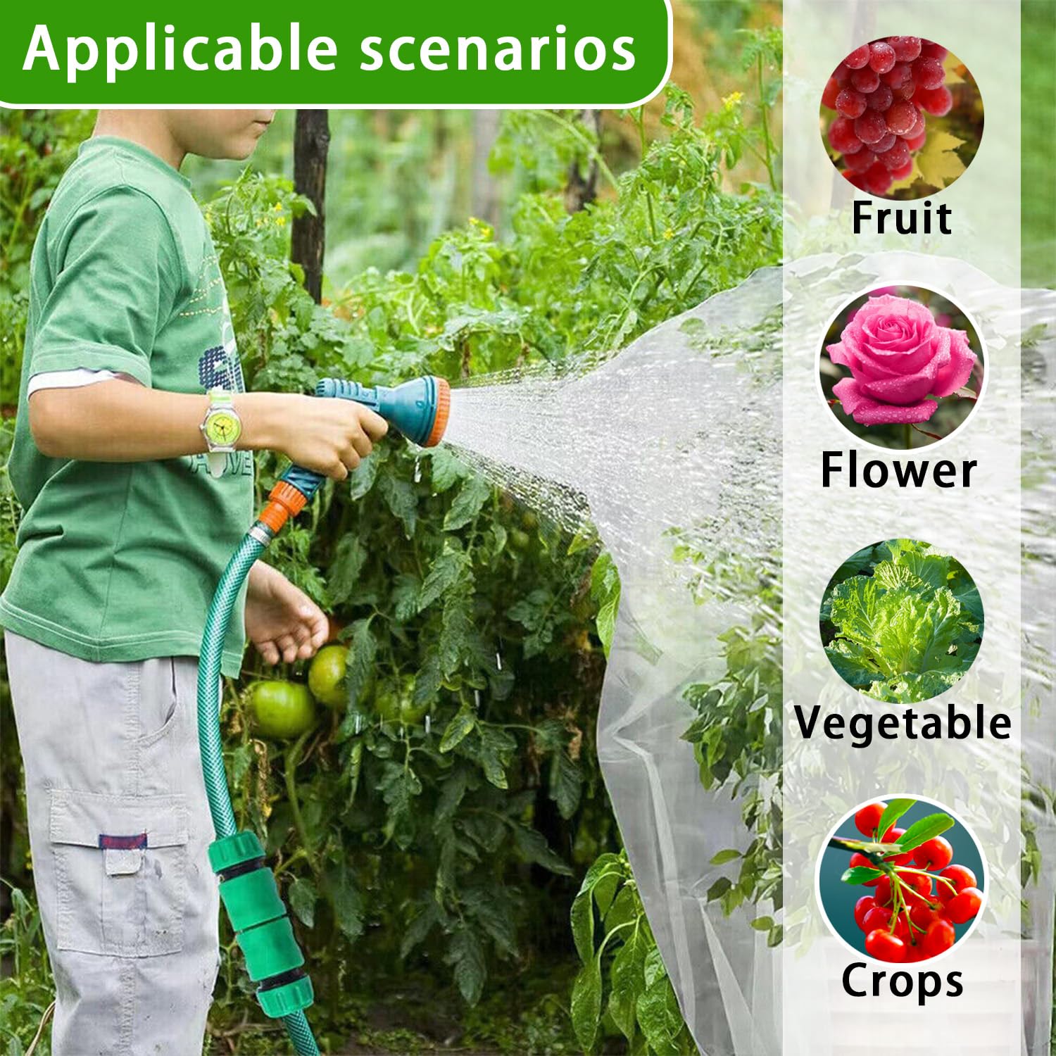 No-Hell fruit tree netting shields harvests from pests outdoors.