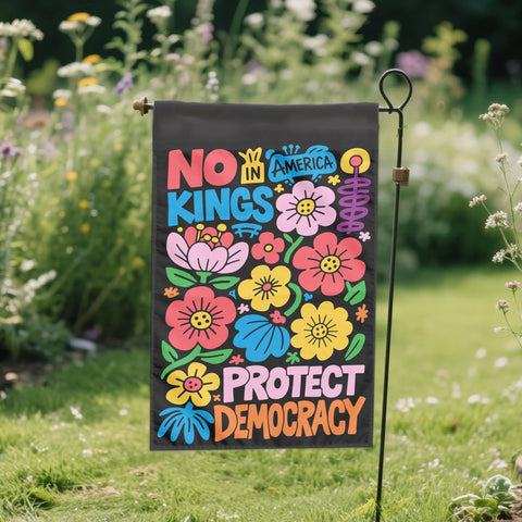 No Kings in Ameri-ca flag lightweight design fluttering in a gentle breeze