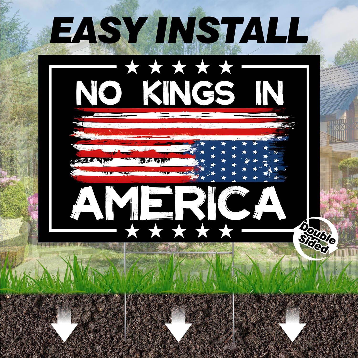 No Kings In America sign weatherproof protest sign for year-round use.