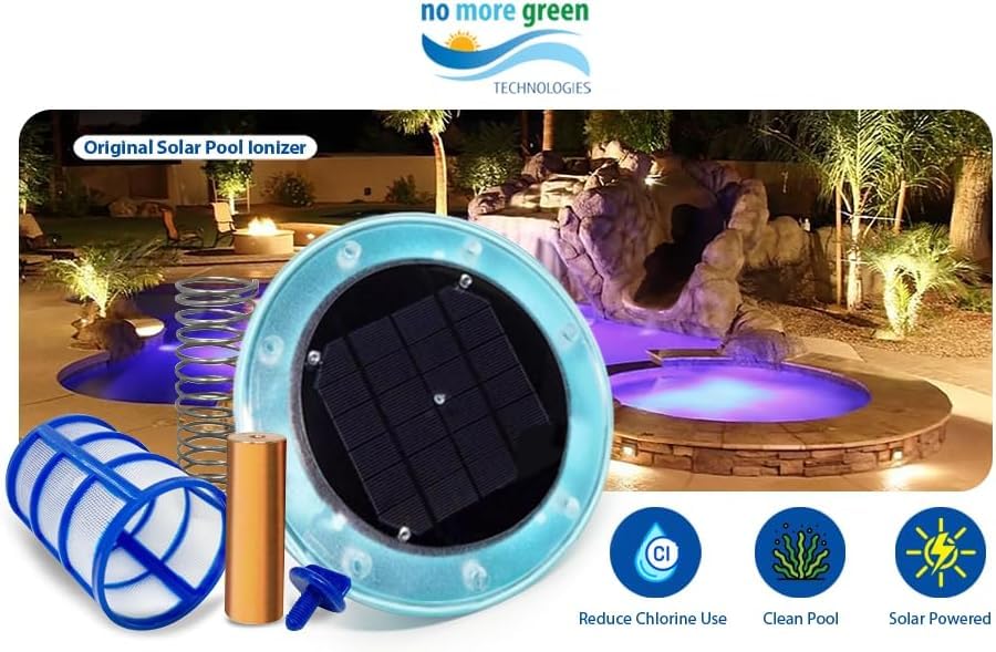 No More Green Original Solar Pool Ionizer easy-maintenance kit supports quick setup.