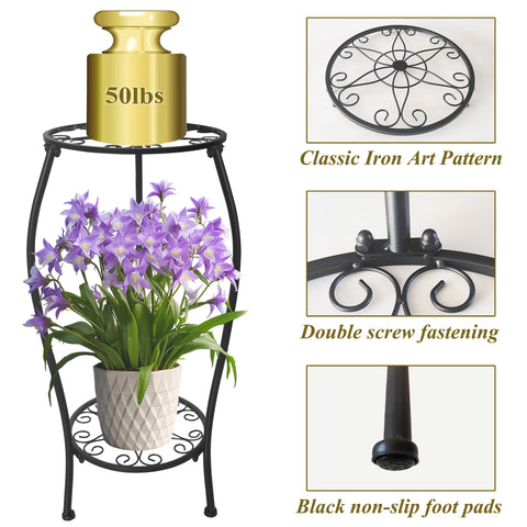 NOAMOO metal plant stand side view demonstrates stable three-leg structure.